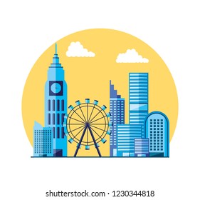 scene day with cityscape icon