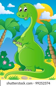 Scene with dinosaur 2 - vector illustration.