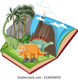 Scene with dinosaurs in the forest illustration
