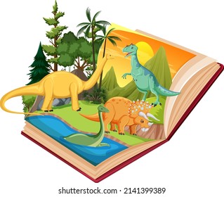 Scene with dinosaurs in forest illustration