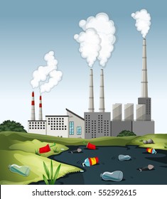 Scene with dirty water at the factory illustration