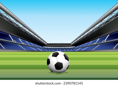 A scene of an empty football stadium up close