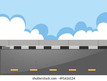 Escena con ilustración de carretera vacía