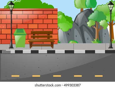Scene with empty road illustration