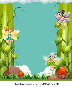 Scene with fairies in the garden illustration