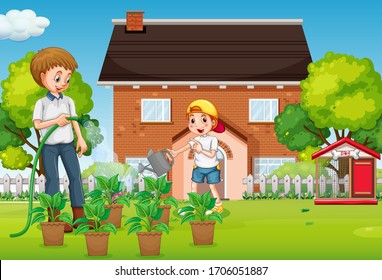 Scene with family having a good time at home illustration