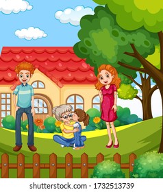 Scene with family having a good time at home illustration