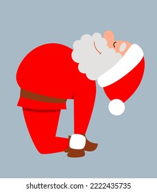 A scene with a fat Santa Claus doing yoga. A healthy Christmas character in different poses.
