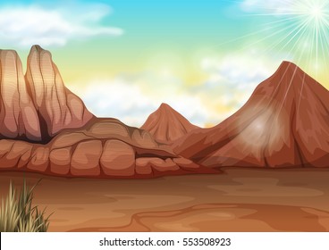 Scene with field of desert illustration
