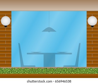 Scene of Flat Design Coffee Shop Vector Art