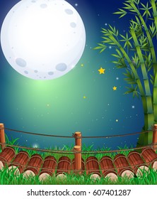 Escena con luna llena en la ilustración del cielo