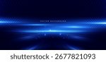Scene glowing blue light ray on dark blue background. Technology speed car, communication data concept. Vector illustration