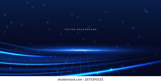 Scene glowing light blue with lighting effect sparkle abstract background. Fututistic concept. Vector illustration