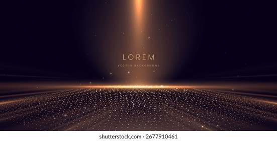 Scene gold light glowing with lighting effect on dark background. Luxury award celebration concept. Vector illustration