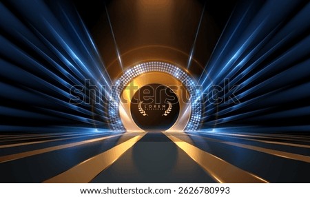 Scene with golden ring and light rays