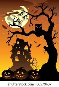 Scene with Halloween mansion 6 - vector illustration.