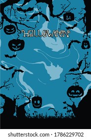 Scene with Halloween tree, illustration