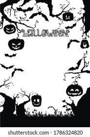 Scene with Halloween tree, illustration