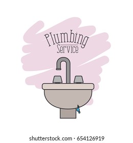 scene of handwash bathroom with dripping pipes plumbing service vector illustration