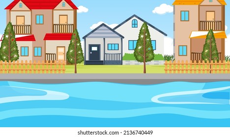 Scene with house and garden  illustration