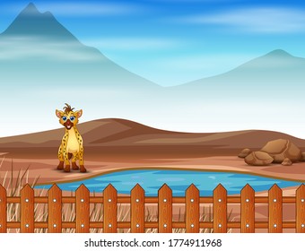 Scene with hyena living at the savanna