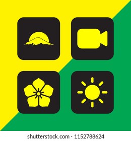 scene icon. 4 scene set with japan, film and sun vector icons for web and mobile app