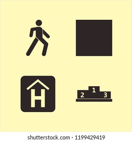 scene icon. scene vector icons set sun, pedestrian, hotel sign and winners podium