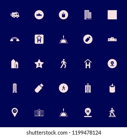 Scene Icon. Scene Vector Icons Set Office Building, Wheat Harvest Growth, Sunrise And Flash Driver