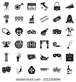 Scene icons set. Simple set of 36 scene vector icons for web isolated on white background