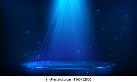 Scene illuminated with blue light. Magic party background. Vector illustration