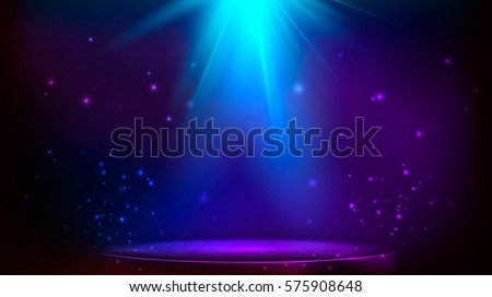 The scene is illuminated with blue light. Vector illustration