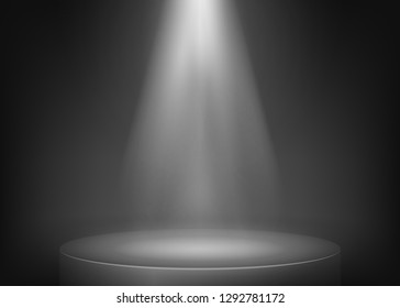 Scene illuminated spotlight. Show spotlight background. Light beam on stage. Vector illustration