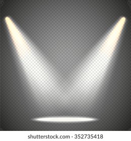 Scene illumination from above, transparent effects on a plaid dark  background. Bright lighting with spotlights.