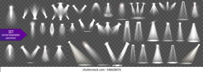 Scene illumination big collection, transparent effects. Bright lighting with spotlights. - Shutterstock ID 548628076