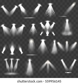 Scene illumination big collection, transparent effects. Bright lighting with spotlights.