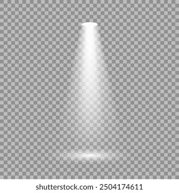 Scene illumination. Cold light effect. Stage illuminated spotlight on transparent background. Vector illustration.