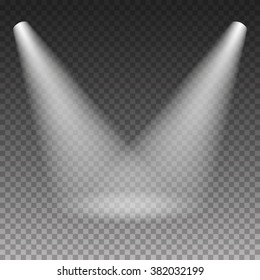 Scene illumination cold white light effect on transparent background. Vector illustration.