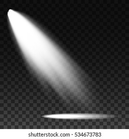 Scene illumination cold white light effect on transparent background. Vector illustration.