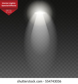 Scene illumination cold white light effect on transparent background. Vector illustration.