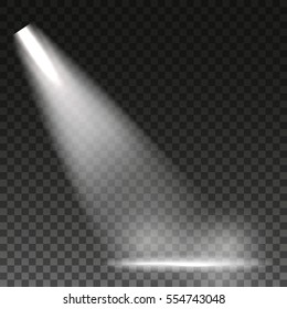 Scene illumination cold white light effect on transparent background. Vector illustration.