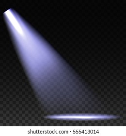 Scene illumination cold white light effect on transparent background. Vector illustration.