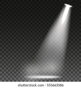 Scene illumination cold white light effect on transparent background. Vector illustration.