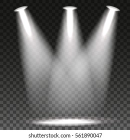 Scene illumination cold white light effect on transparent background. Vector illustration.