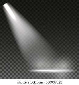 Scene illumination cold white light effect on transparent background. Vector illustration.