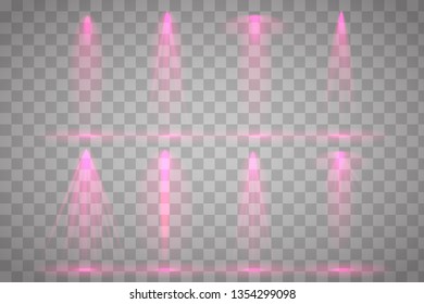 Scene illumination collection. Bright lighting with spotlights. Spot lighting of the stage.