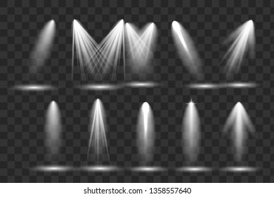 Scene Illumination Collection Bright Lighting Spotlights Stock Vector ...