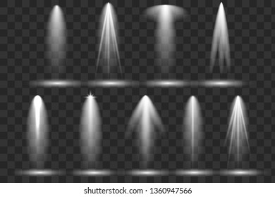 Scene illumination collection. Bright lighting with spotlights. Spot lighting of the stage,