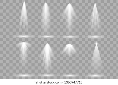 Scene illumination collection. Bright lighting with spotlights. Spot lighting of the stage,