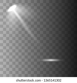 Scene illumination collection. Bright lighting with spotlights. The spotlight shines on the stage. Scene. Light Effects. Vector illustration EPS10
