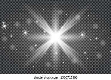 Scene illumination collection, transparent effects. Bright lighting with spotlights. 